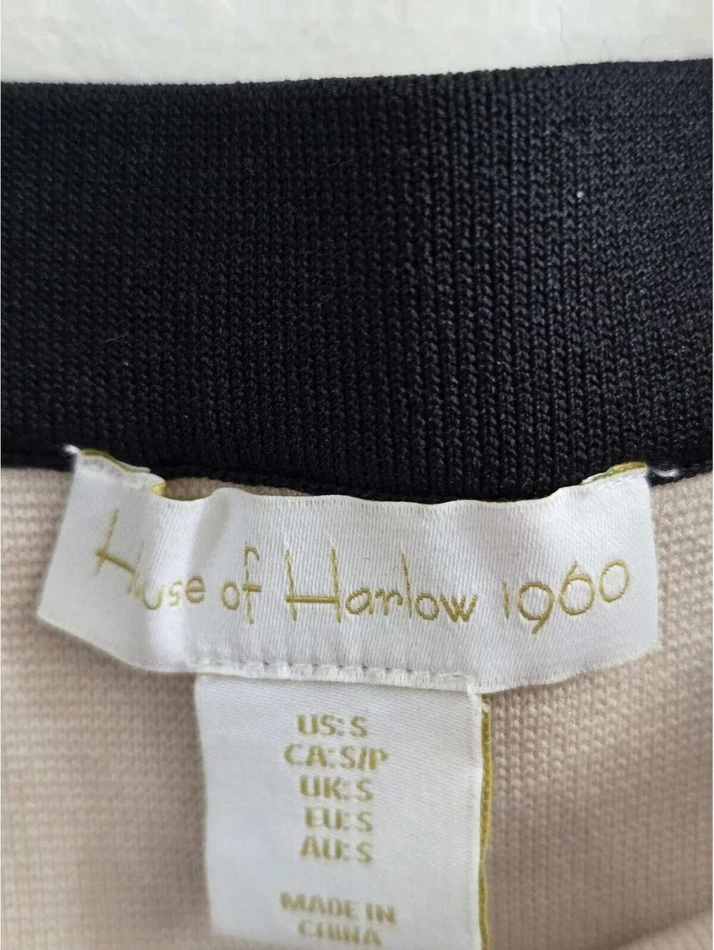 House of Harlow 1960 Beige and Black Crop Top and Mini Skirt Set, Size S